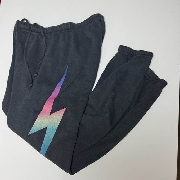 Aviator Nation Gray Unisex Sweatpants with LIghtning Bolt Logo - XS - Picture 6 of 6